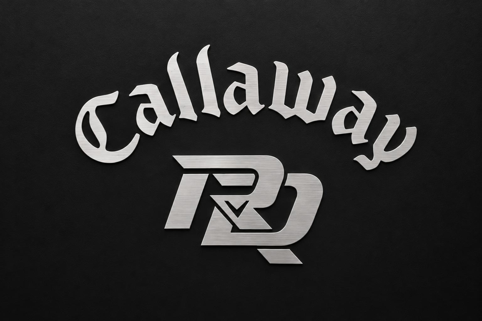 Straightened Callaway Golf custom logo on a black enclosure panel.